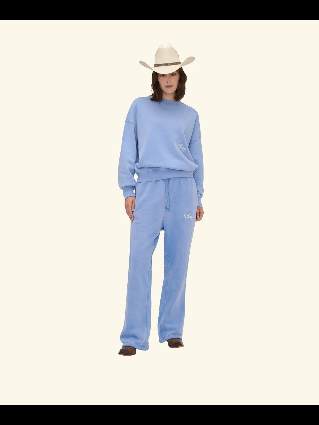 Cherry La Powder Blue Relaxed Track Joggers